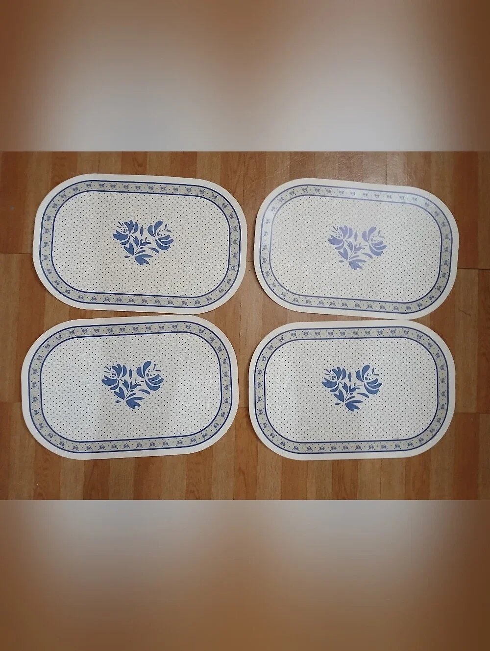 Blue Floral Oval Table Placemats - Set of 4